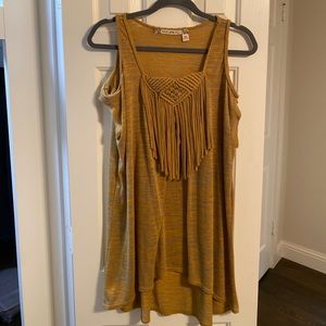 Cold shoulder mustard top